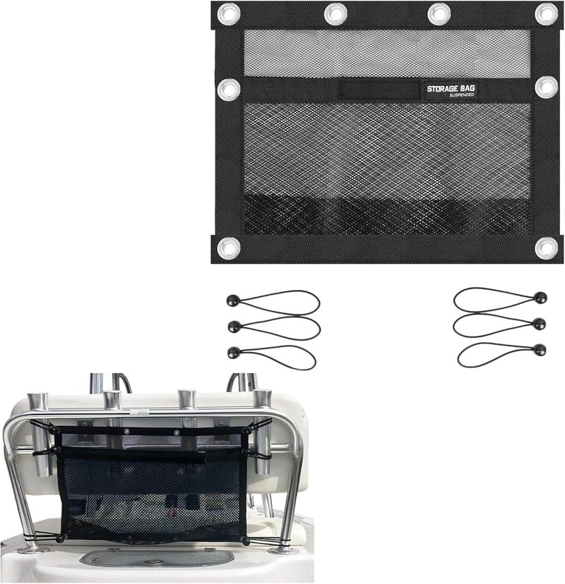 SUNOOM Upgrade Boat Storage Bag,Mesh Suspended Storage Organizer, Cargo Net Pocket Organizer Pouch Bag,Boat,Truck SUV Travel Long Road Trip Camping Interior Accessories with 6 pcs Elastic Ring (16 INCH) - Image 2